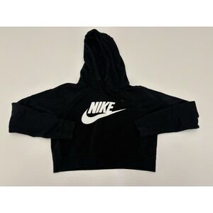Women's Black Nike Crop Hooded Sweater Big Swoosh Size Small